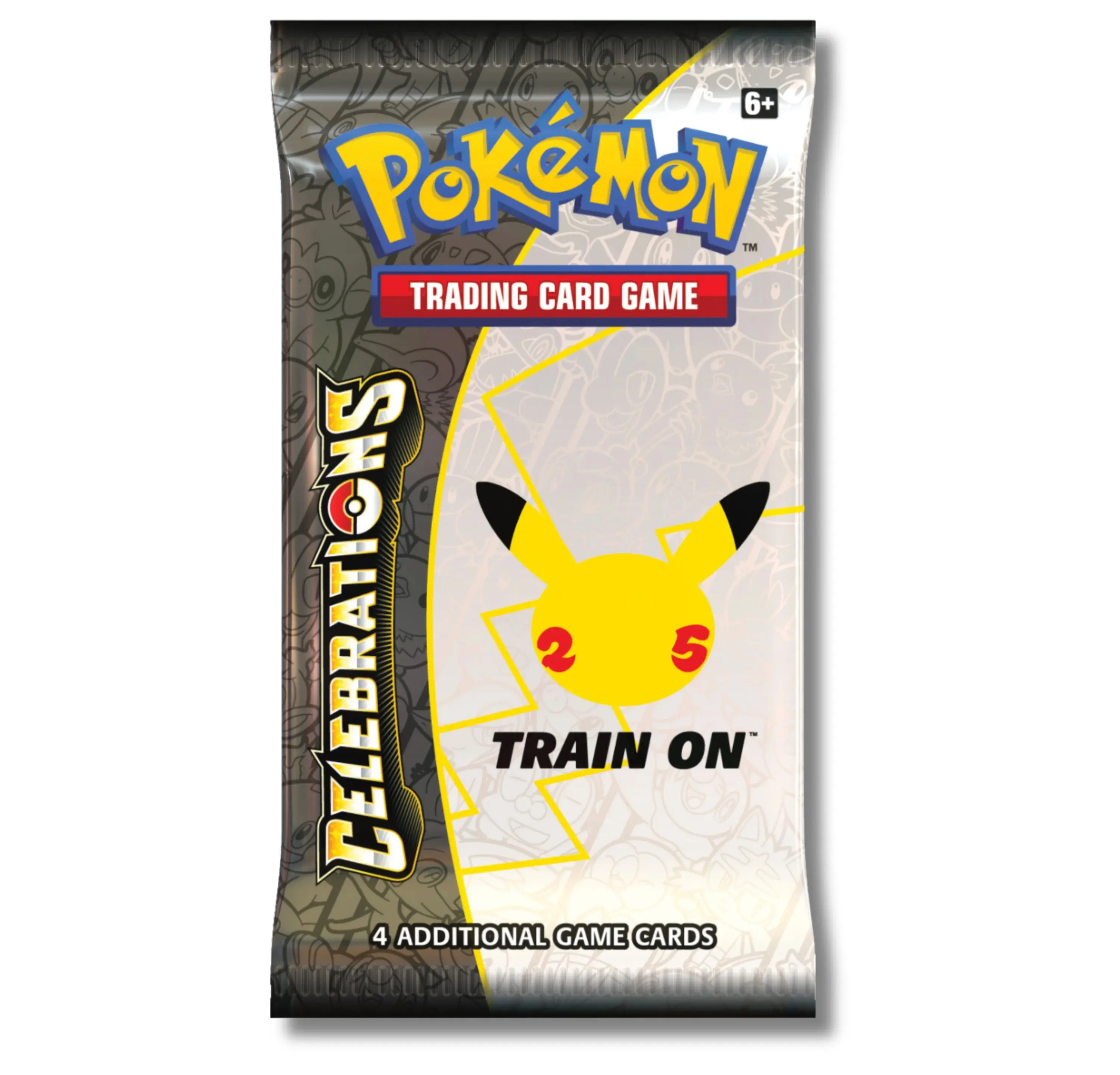 Pokémon Celebrations 25th Anniversary Booster Pack - Factory Sealed - 4 Cards per Pack - English Language - Recommended Age 15+ one individual pack