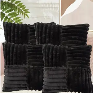 4pcs, Polyester Soft Rabbit Fur Plush Pillow & Cushion Covers, European and American light luxury ins style Pillowcase, 18inch*18inch, Suitable for sofa, Living room, Bedroom home decoration, Soft Cushioning, No pillow core