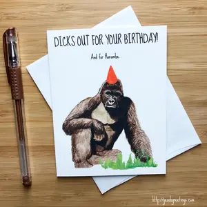 Harambe Birthday Card, RIP Harambe, Funny Birthday Card, Funny Memes, Dicks Out for Harambe, Birthday Card for BF, Bday Card Husband