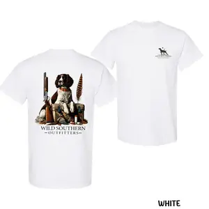 Hunting Dog T-Shirt– Wild S0uthern T-Shirt Featuring Springer Spaniel with Feather & Gear Design, Outdoor Country Apparel, Cozy Unisex Outfit, Gift for Bird Hunters