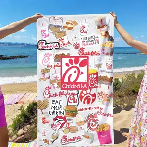 Chick-Fil-A Food Theme Beach Towel, Quick-Dry Ultra-Soft Polyester Fiber, Quick Dry Towels, Multi-Purpose Yoga Travel Swimming Camping, Best Gift