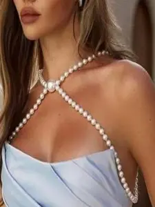 Pearl Shoulder Chain Clavicle Necklace, Bridal Wedding Accessory, Multi-Layered Shoulder Chains, Elegant and Sophisticated, Elegant Beaded Necklace