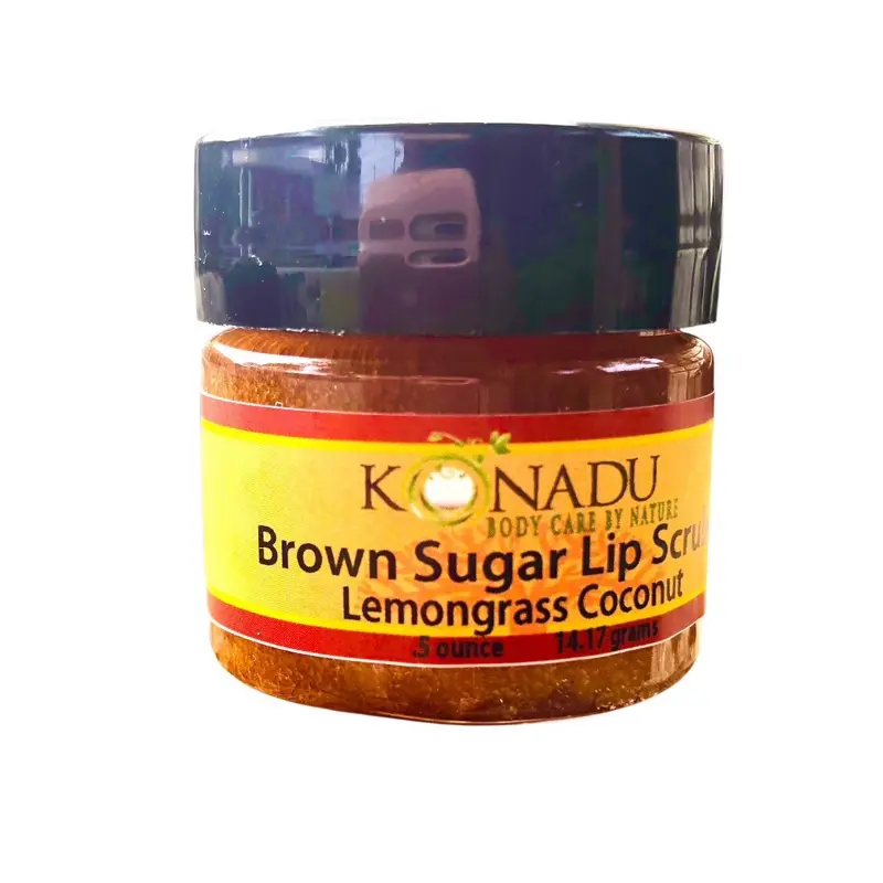 KONADU Brown Sugar Lip Scrub Lemongrass Coconut - Body Care by Nature 14.17g Jar