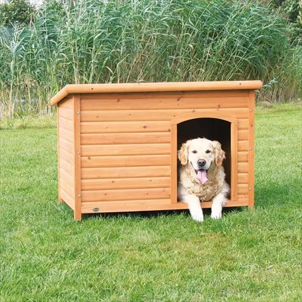 Club Extra-Large Waterproof Glazed Pine Wooden Dog Kennel - Off-Center, Tongue-and-Groove Design, Removable Floor, Ventilation, 45.5 x 32.25 x 31 in, 51.54 lbs Outside Pet Crate for Retrievers Up to 95 lbs