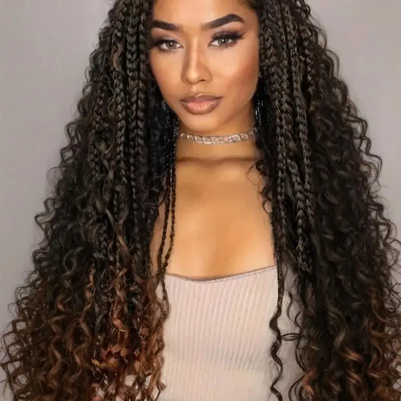 36 Inch HD Lace Braided Wigs for Women, Long Bob Knotless Boho Style, Premium Synthetic Baby Hair, All Seasons Wearable, Lace Braiding Wig, Bohemian Braided Wigs