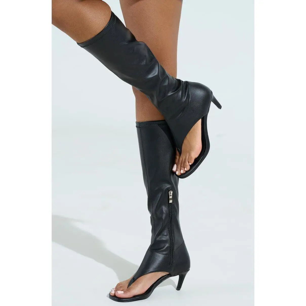 AZALEA WANG CECILE OPEN TOE SANDAL BOOT IN BLACK