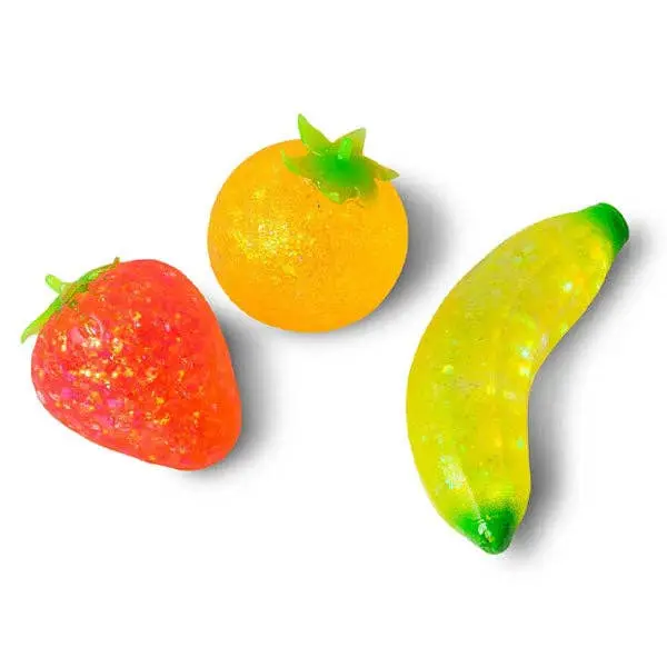 Scrunchems® Sugar Squish Fruits Squishy - 3-Piece Glitter Kids' Stress Relief Toy, Anxiety Relief Product, Fidget Stone, Decompression Squeeze, Sensory Calming Tool