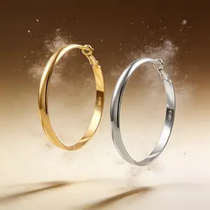 Women's 60mm Dual-Tone Large Hoop Earrings - Gold & Silver Tone Bold Statement Hoops - Sleek Oversized Everyday Fashion Jewelry