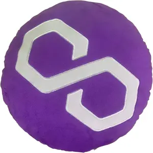 Polygon Pillow - Embroidered Round Stuffed Plush Crypto Pillow by BlockCraft.Shop Matic Plush Pillow