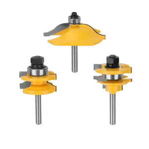 Router Bit 3PCS, 1/4" Shank Round Over Cove Router Bit Set for Woodworking, Raised Panel Cabinet Door Making Router Bits, Kitchen Cabinet Door Frame Shape Cutters