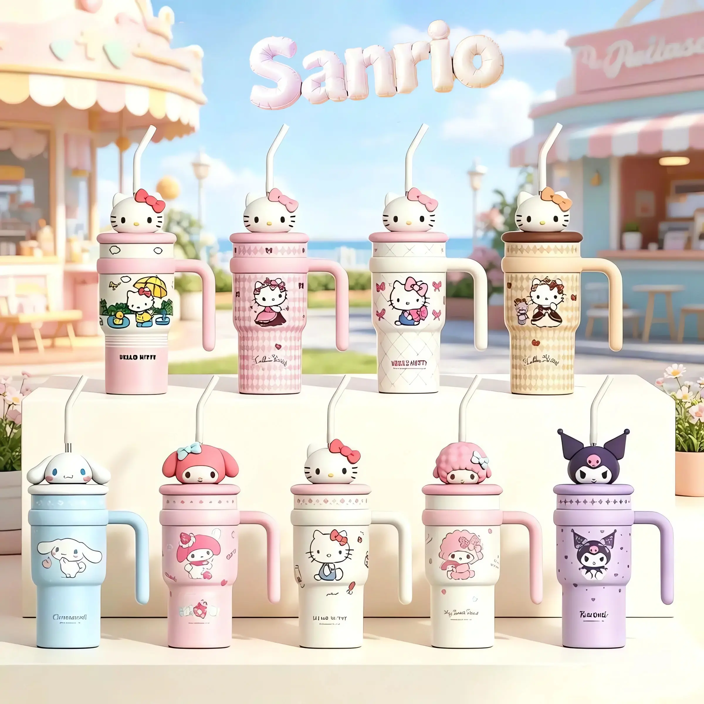 MINISO Large Capacity Hello Kitty 700ml Insulated Tumbler with StrawStainless Steel Vacuum Coffee MugLeakproof Water Bottle for OfficeHome,Cute Sanrio Character Cup forStudents