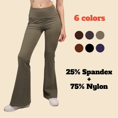 Women's High-Waisted Stretchy Spandex Flare Leggings Style 78064 (1-3 PCS) - Tummy Control, Wide Leg, Quick Dry, Plus Size, Elastic Activewear Pants for Fitness, Dance