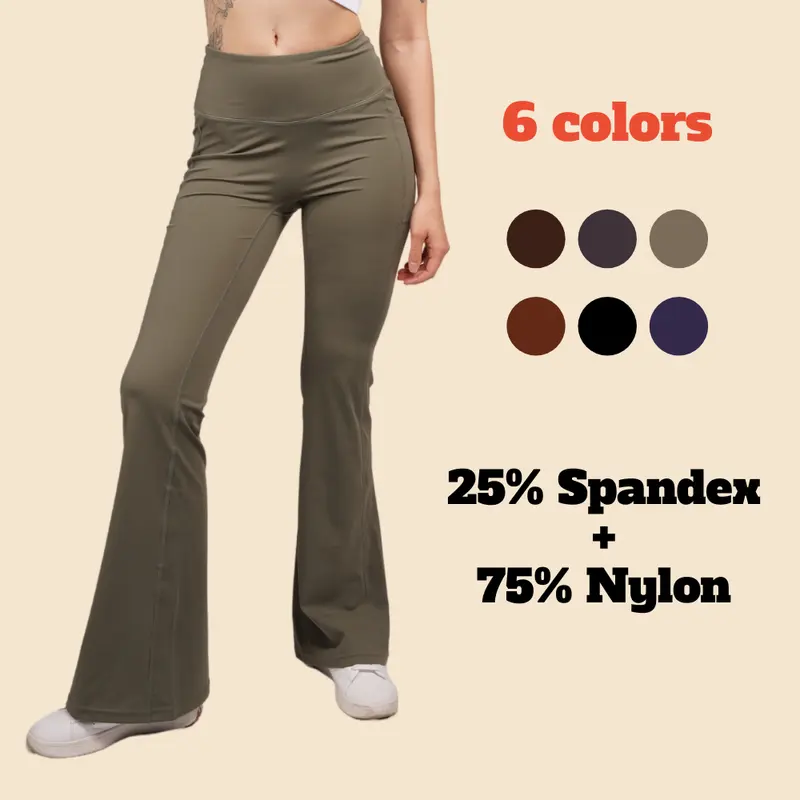 Women's High-Waisted Stretchy Spandex Flare Leggings Style 78064 (1-3 PCS) - Tummy Control, Wide Leg, Quick Dry, Plus Size, Elastic Activewear Pants for Fitness, Dance