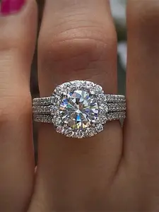 Elegant Artificial Zircon Rings, Cubic Zirconia Ring, Fashion Accessories for Women, Trendy All-match & Exquisite Jewelry for Birthday Gift
