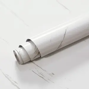 Practical Glossy Marble Contact Paper Granite White/Grey Kitchen Countertop Cabinets Furniture Refurbishment Wall Paper Thick Removable Wallpaper Peel and Stick Wall Decor Vinyl Wrap 17.72"x78.74"