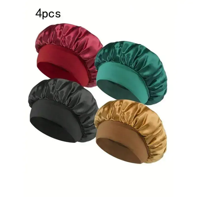 4Pcs Ladies Elastic Hooded Solid Headband Set, Lightweight Breathable Comfort Head Accessories For Sleep & Workout