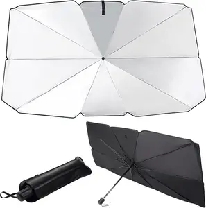 Anti-UV Foldable Windshield Sun Shade with Handle, Multi-Functional Car Sunshade Umbrella, Heat Insulation & UV Protection Sun Shield, Universal Fit for Sedans SUVs Trucks, Portable Car Window Sun Visor, Blocks UV Rays & Keeps Vehicle Cool