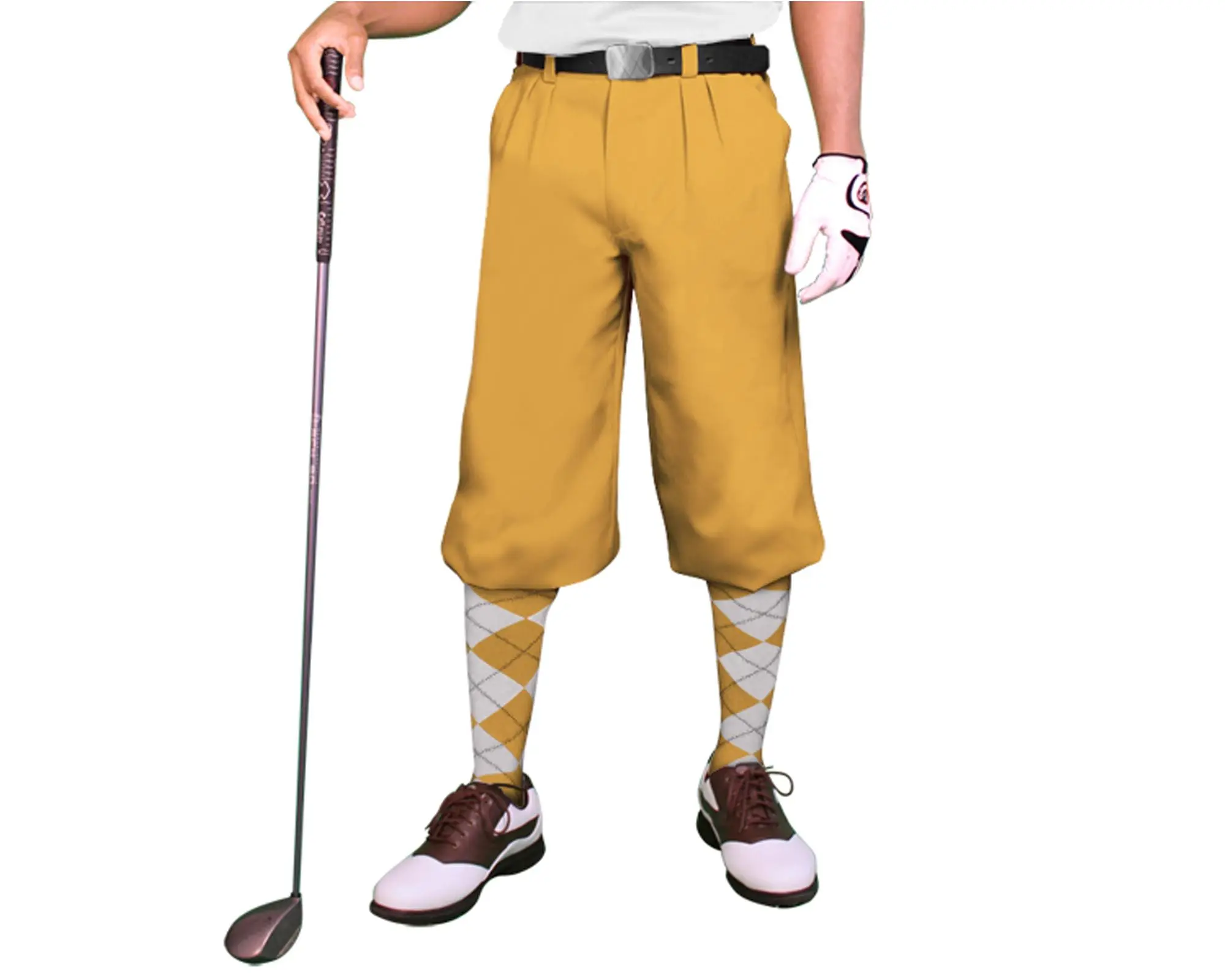 Golfknickers.com 'Par 3' Mens Gold Microfiber Golf Knickers Golf Joggers Pants Sports Bottoms