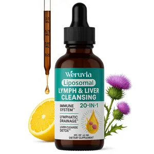 Lymph & Liver Detox Drops – Liposomal Organic Milk Thistle, Echinacea & Artichoke Blend for Lymphatic Drainage, Liver Repair & Vitamin Support, 2 fl oz