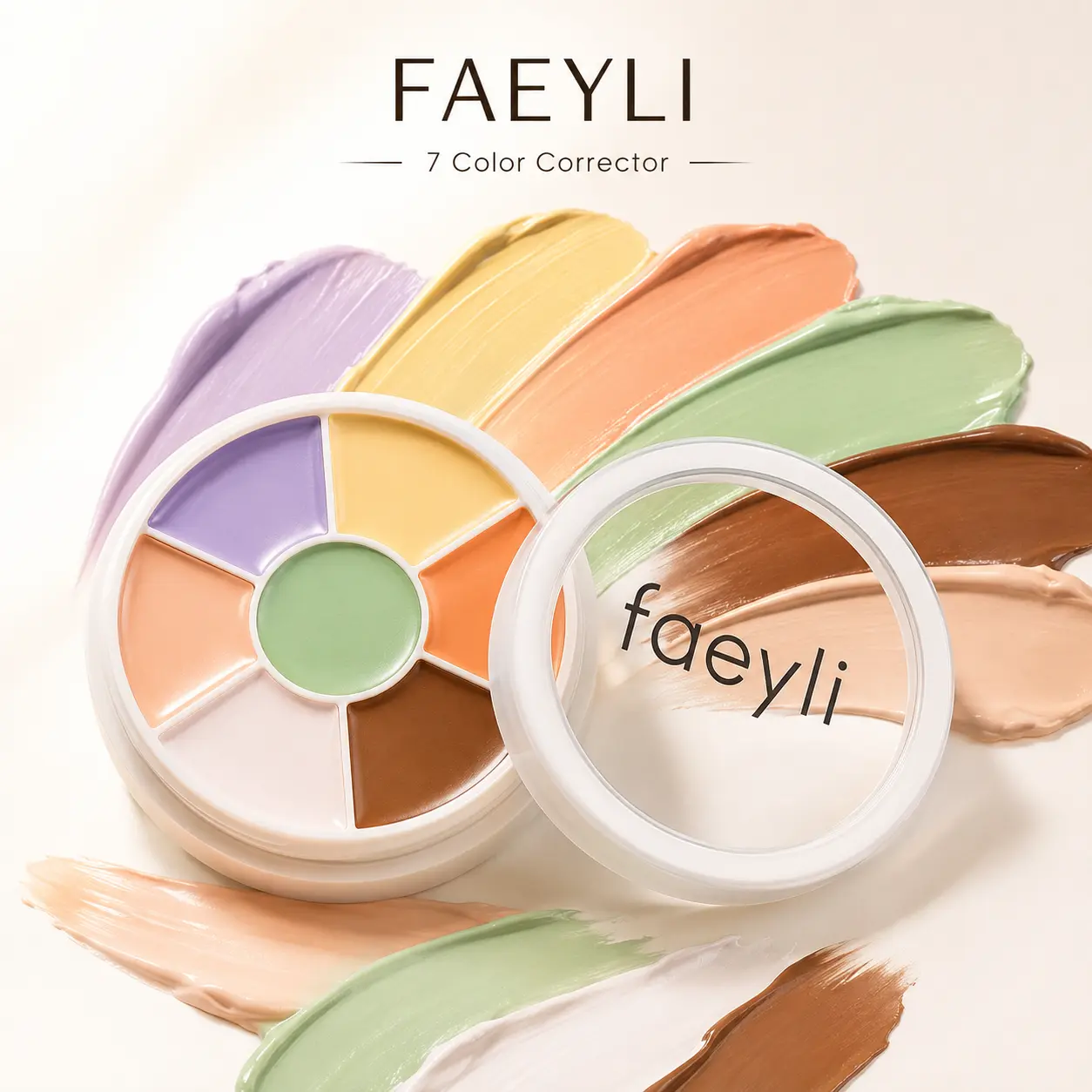 7-Color Cosmetic Color Correcting Cream Concealer Palette Set, Lightweight Moisturizing Foundation for Blemish Coverage, Dark Circle Concealment, All Skin Types for Natural Makeup Look