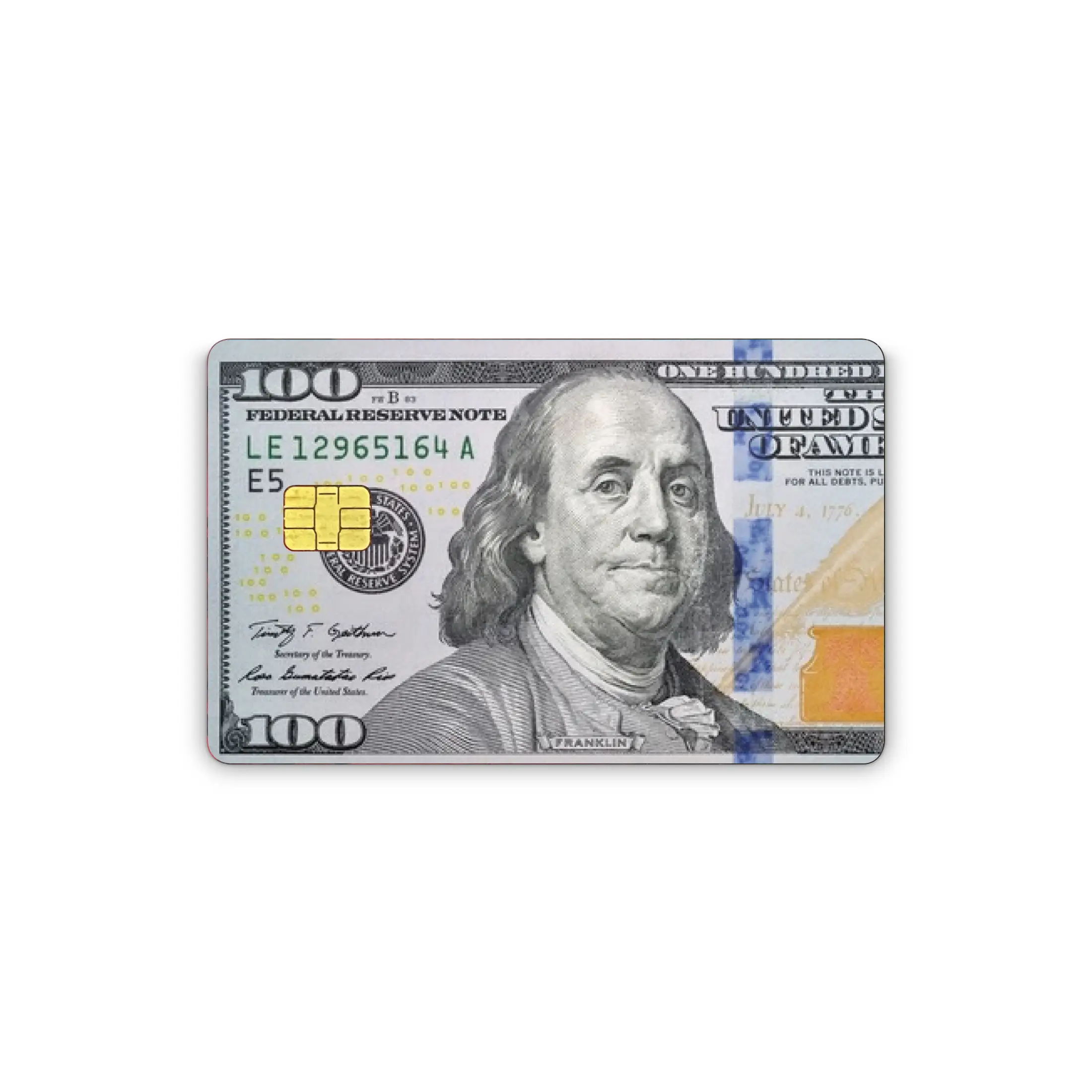 Credit Card Sticker Skins for EBT, Transportation Key, Debit, Credit Card Covering, Slim, Waterproof Vinyl Decal 100 Dollar Bill