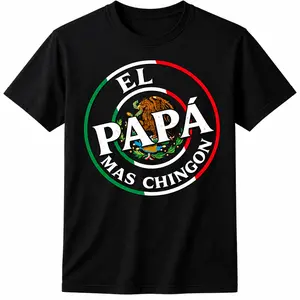 Father's Day El Papa Mas Chingon Funny Mexican Dad Premium T-shirt Funny men short sleeve graphic T-shirt series black huggy