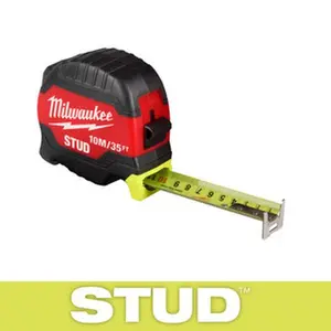 Milwaukee Tool Tape Measures, Length Ft.: 35.000, Graduation (Inch): 1/16, Blade Material: Steel, Standout Length (Feet): 14.00, Case Type: Closed, Rewind Type: Automatic 48-22-1436