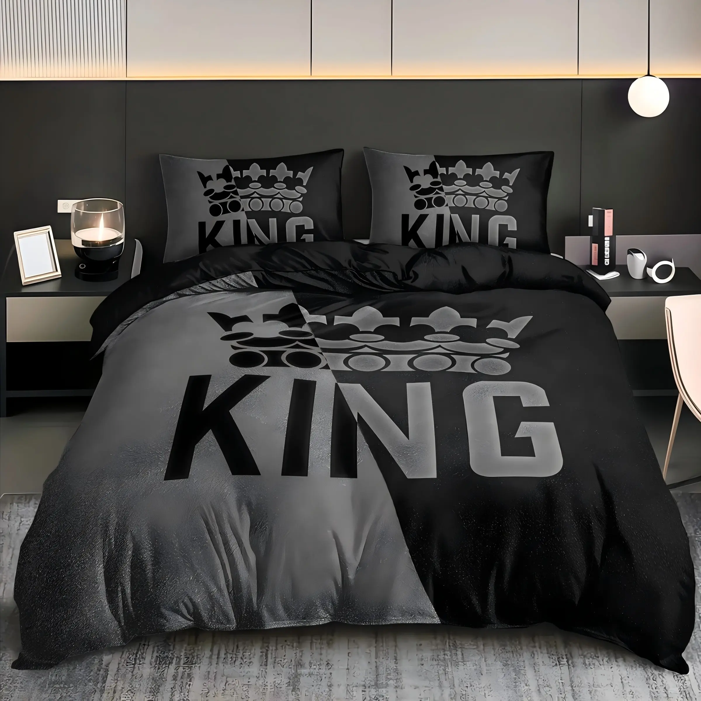 King Size Bedding Set (fitted Sheet + Pillowcases), Bed Sheets Set, Soft Bedding Sets, Comfy Bedding Sets, Soft Comfortable, Zipper Closure, Bedroom Decor, Bed Sets Supplies