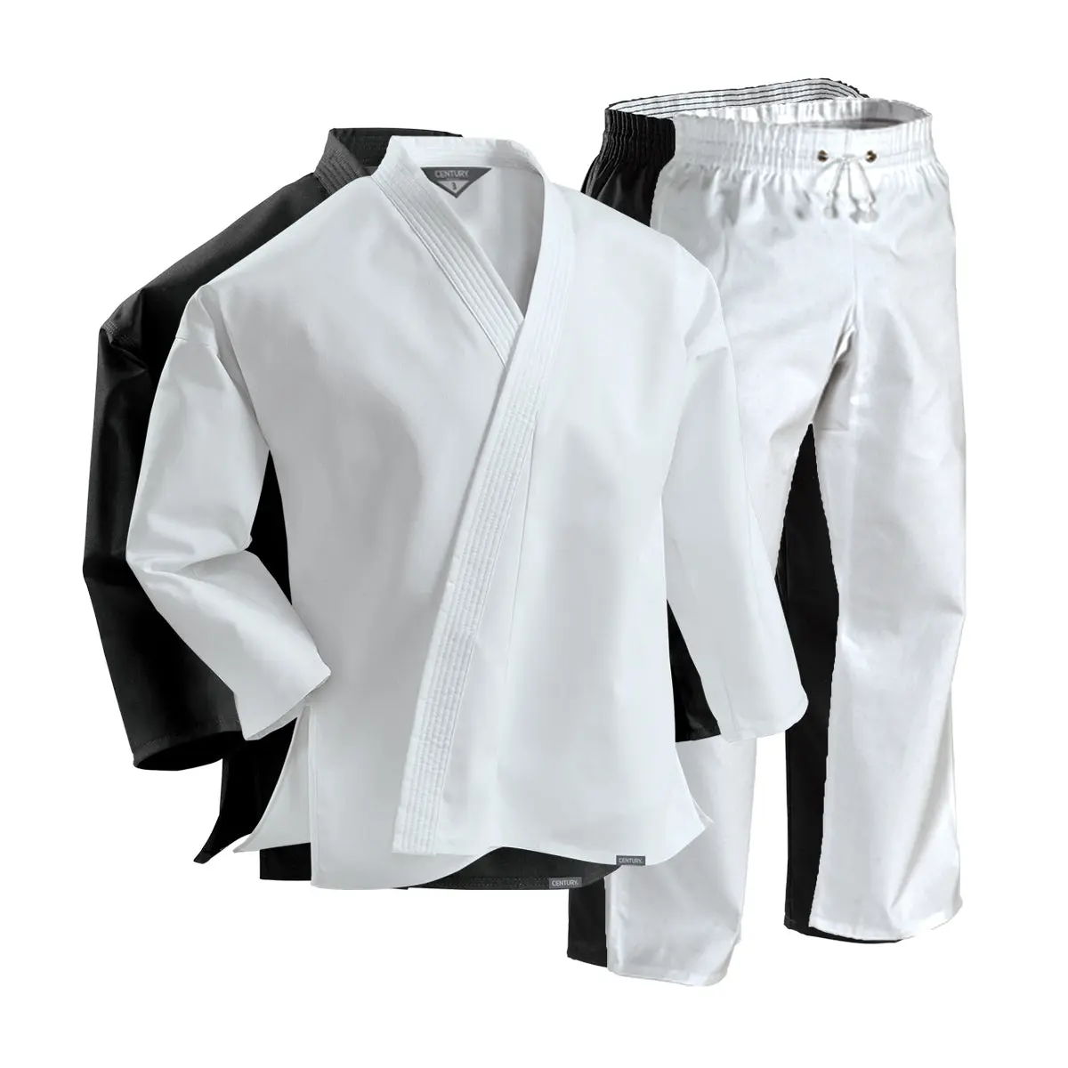 Martial Arts Uniform for Men, 8 oz. Middleweight Cotton-Polyester Fabric Jacket & Pants Set with Elastic Waist and White Belt, Workwear, Menswear, Durable Fabric Uniforms, Polyester Uniforms