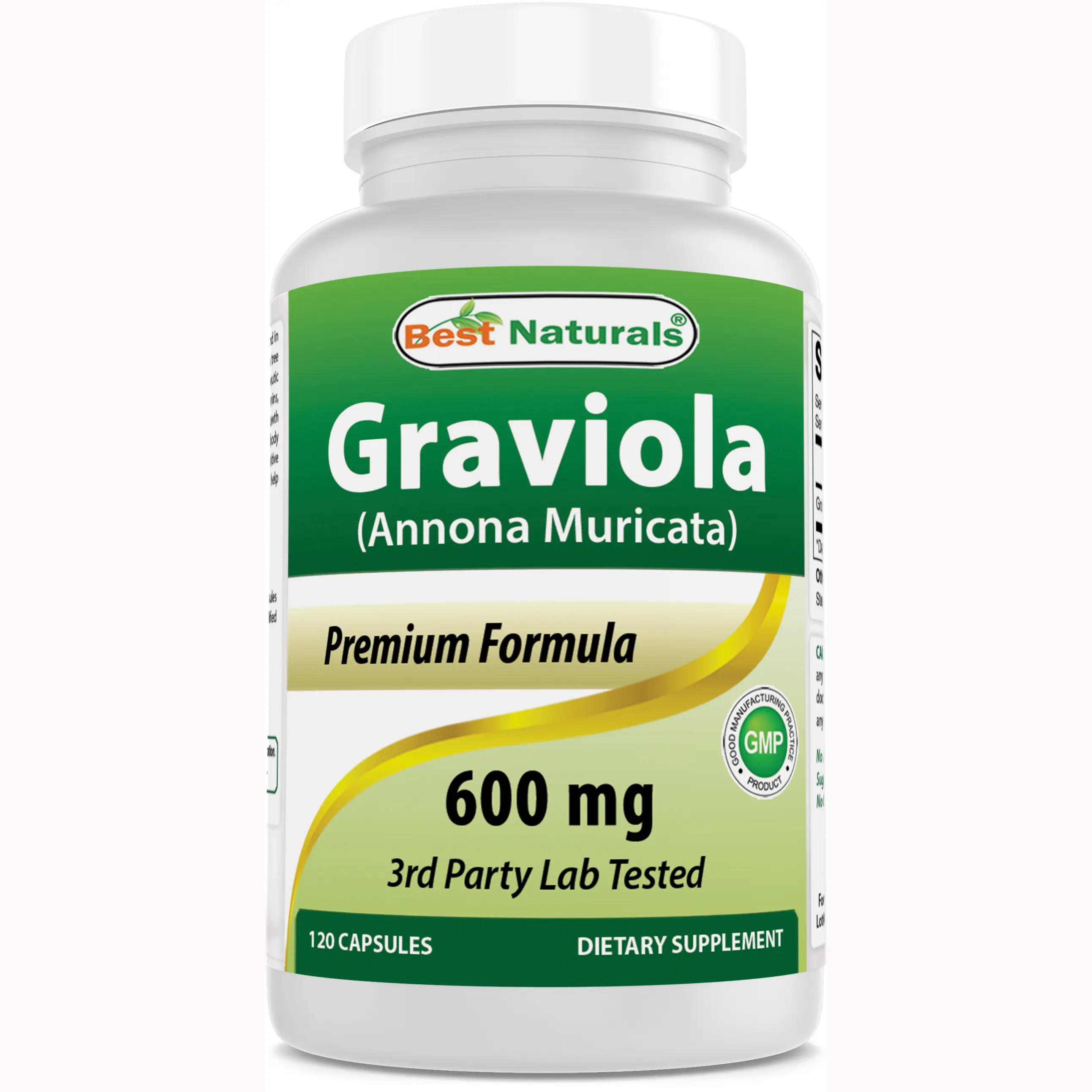 Best Naturals Graviola Capsules Annona Muricata 600 mg 120 Count Non-GMO Gluten-Free Dietary Supplement for Health