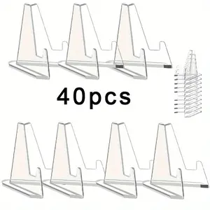 40PCS Adjustable Clear Acrylic Card Display Stands Secure Triangular Design for Home and Commercial Use, Sleek Easel Design Card Display Rack for Sports Cards,Baseball Cards, and Collectibles
