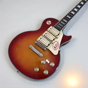 Gloss Flamed Sunburst LP Guitar 6 String  ,Mahogany Body,Trapezoid Inlays