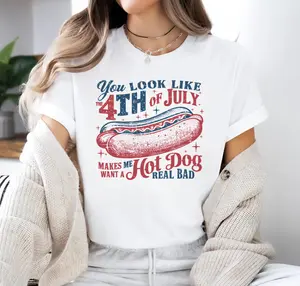 Funny 4th of July Style Top, Hot Dog Lover Tee for Independence Day Celebrations - Women's Short-Sleeve T-Shirt