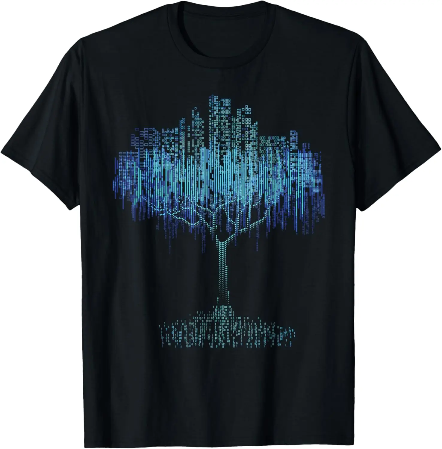 Women's Binary Tree Graphic T-Shirt for Programmers, Casual 100% Cotton Round Neck Top, Lightweight Breathable Fabric for All Seasons