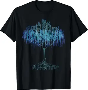 Women's Casual Binary Tree Graphic T-Shirt for Programmers, 100% Cotton Short Sleeve Athletic Top, Lightweight for All Seasons