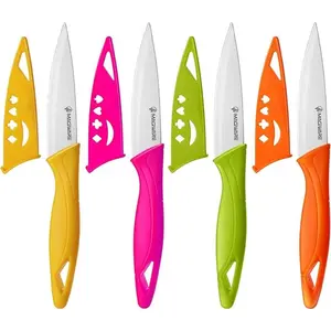 8PCS Paring Knife Set with Cover, Small Kitchen Vegetable Fruit Knives, 3.5 Inch Ultra Sharp PP Handle