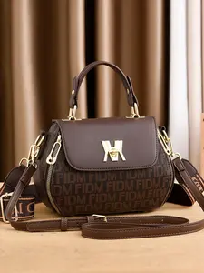 Summer 2024 Fashion Trendy Letter Pattern Pu Leather Handbag, Retro Shoulder Bags for Women, Everyday Bags