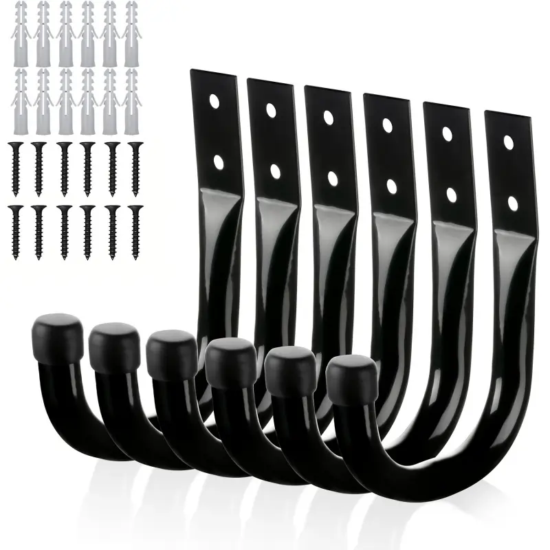 6 sets of practical garage storage hooks: Shed hooks, garage wall hooks, heavy-duty wall-hanging hooks, hooks, ladder hooks, garden tools, blower hooks, ladders, bicycles, garage hooks, large items