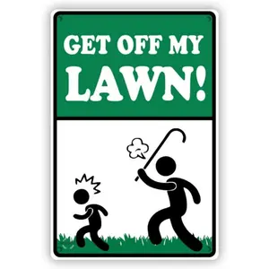 Get Off My Lawn! Metal Sign Grass Property Outdoor & Indoor Home 8" X 12" inch