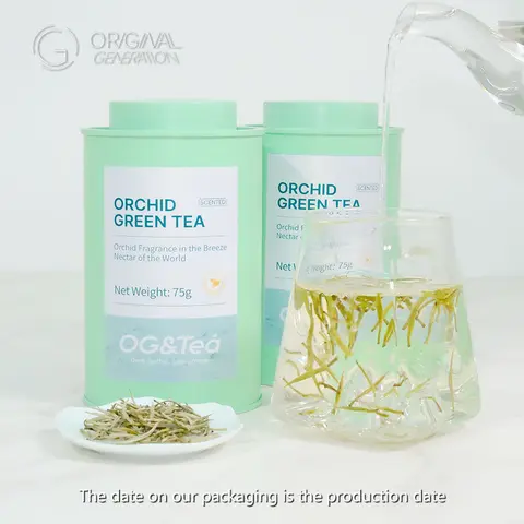 LA BOGO Orchid Princess Wellness Tea Beverage - 2 Tins (75g/Tin) with Orchid & Yellow-Green Tea Blend, Antioxidant-Rich, Natural Sweet Aroma, Promotes Saliva Secretion, Delays Cell Aging