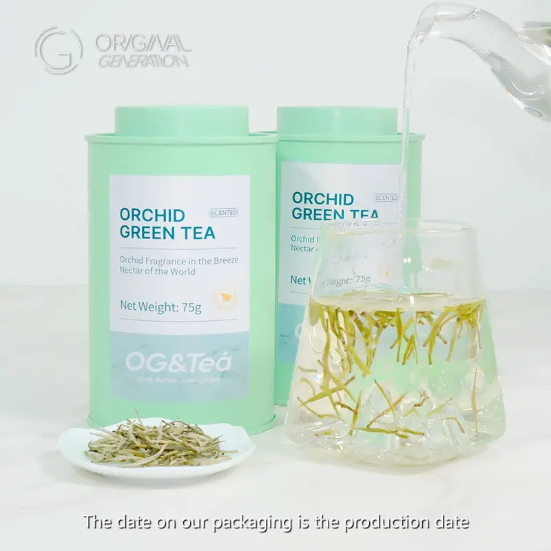 LA BOGO Orchid Princess Wellness Tea Beverage - 2 Tins (75g/Tin) with Orchid & Yellow-Green Tea Blend, Antioxidant-Rich, Natural Sweet Aroma, Promotes Saliva Secretion, Delays Cell Aging