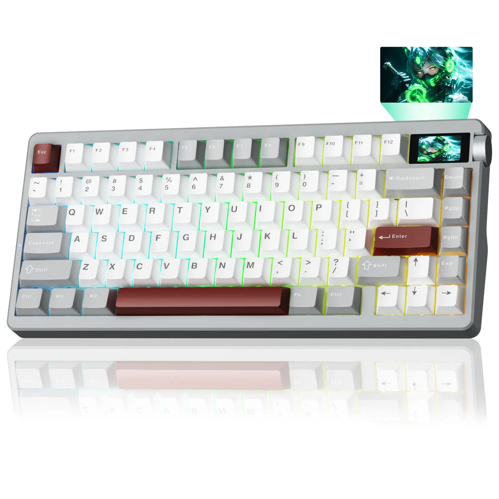 [New]AULA Nova75 Wireless RGB Mechanical Custom Keyboard with TFT Smart Screen , Hot-Swappable Tri-Mode 75% Gasket Mounted RGB backlight Gaming Keyboard, Hot Swappable, 8000mAh for Mac Windows iOS Android Creamy keyboard esports game pc accessories