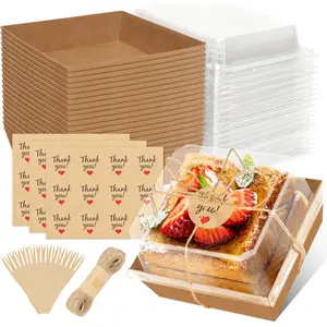 24 Pack Small Charcuterie Boxes with Clear , Paper Mini Charcuterie Box To Go, Disposable  Container with Lid, Dessert Boxes for Sandwich, Cookie, Sushi, Cake Slice, and Strawberries