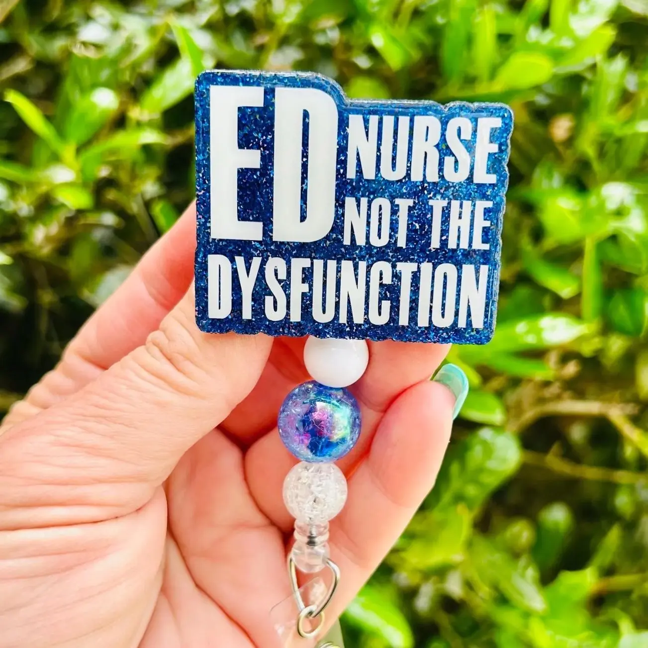 ED Nurse Not The Dysfunction Badge Reel, Emergency Room Nurse ID Holder, Cute Glitter Nurse Retractable Lanyard, Badge Reel, Gift for Her