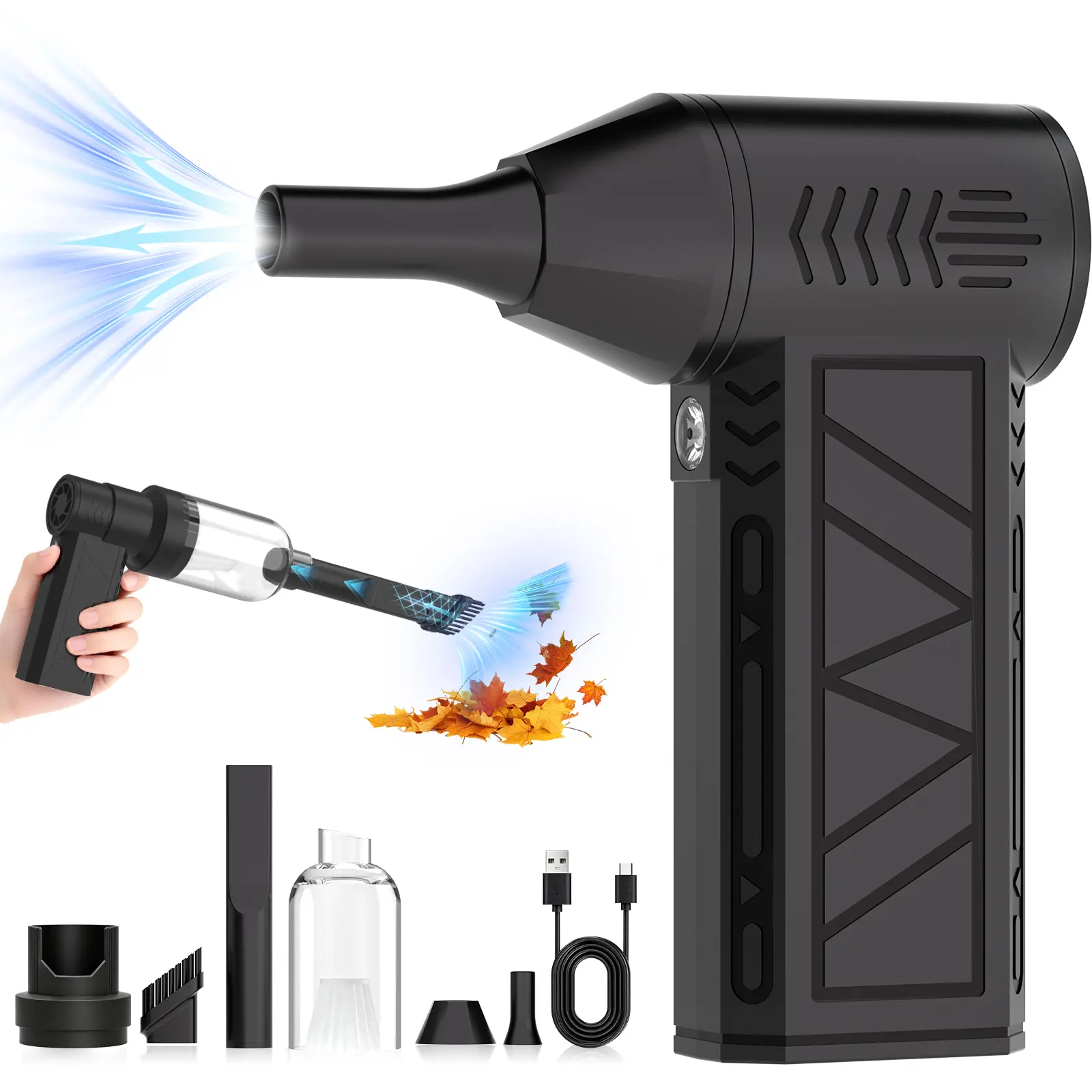 JORHUZS Cordless Electric Air Duster, Rechargeable Handheld Blower with Adjustable Airflow for Keyboard, Car, Home and Electronics Cleaning