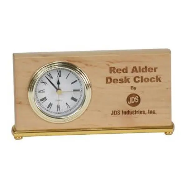 Red Alder Horizontal Desk Clock - Personalize with Laser Engraving