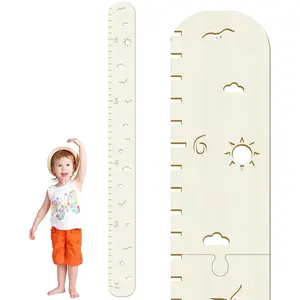 Wooden Growth Chart for Kids, Height Measuring Board for Boys Girls, Wall Art Decor for Child's Room Nursery (Hollow Sun)