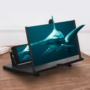 Screen Mobile Phone Magnifier Version, - 3D HD Mobile Phone Magnifier Projector Screen for Movies,Videos, Gaming, Screen Magnifier with Adjustable Angle Design Amplifier Desktop (Black, 12 inch)