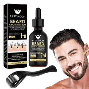 Beard Growth Serum & Beard Massage Derma Roller, Beard Care Nutritional Oil, Making Beards Thicker and More Shiny, Men's Daily Beard Care Products and Tools