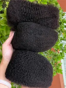 1pc/30g Afro Kinky Curly Human Hair, No Weft Remy Bulk for Braiding Extensions, Natural Hair for Locs Braids, Medium Length Wigs